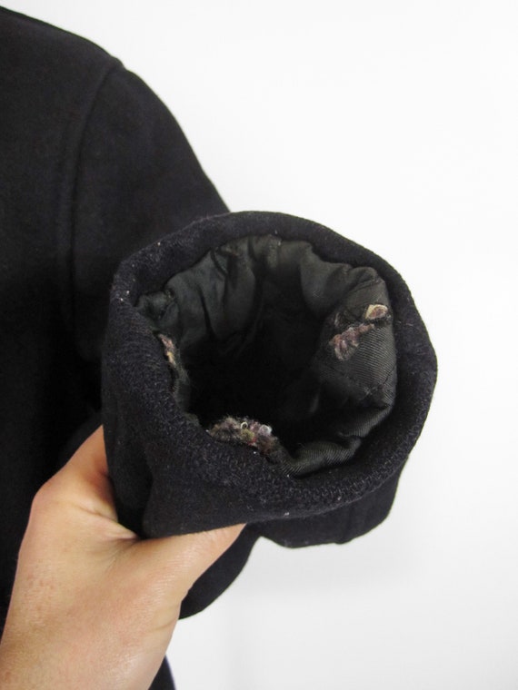 Vintage Navy Pea Coat 60s Black Wool Double Breas… - image 5