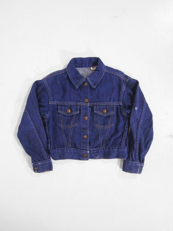 Vintage Kids Denim Jacket 70s Blue Jean Montgomer… - image 1