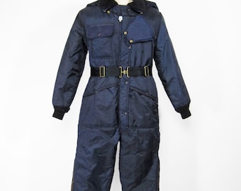 Vintage Sears Insulated Ski Snow Suit Jumpsuit Blue Large Size 44R