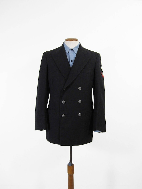 Vintage US Navy Uniform Jacket Black Wool Dress 1… - image 2