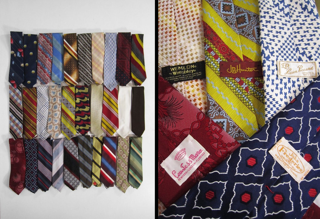Vintage 70s Neckties Bulk Lot Wild Print Wide Retro Men's Fashion 30
