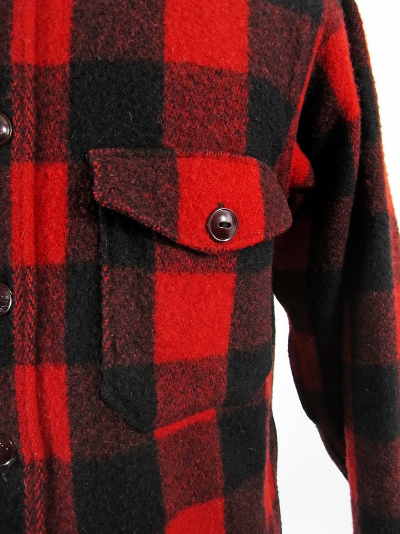 Vintage 1940s Woolrich Shirt Red Wool Buffalo Plaid Hunting | Etsy