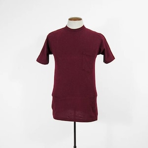 Vintage 90s Pocket T-shirt Red Cotton Single Pocket Crewneck Tee - Medium