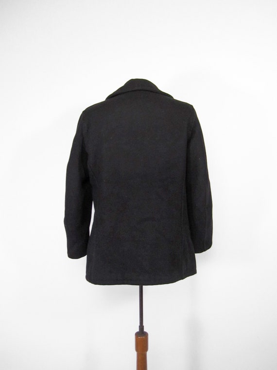 Vintage Navy Pea Coat 60s Black Wool Double Breas… - image 6