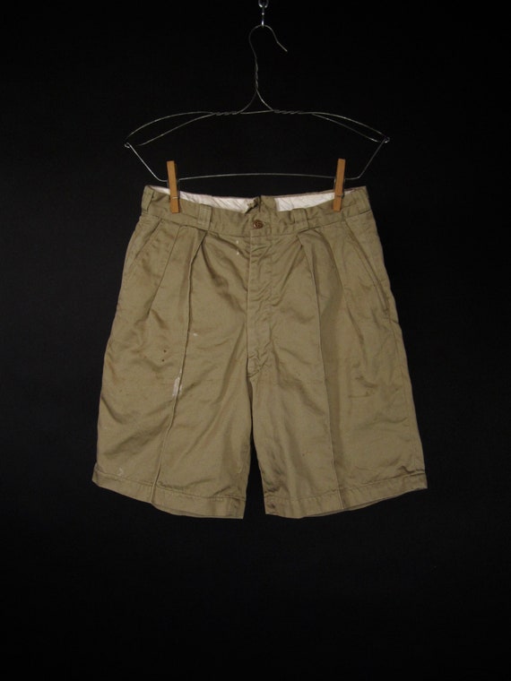 Vintage 50s US Army Shorts Khaki Twill Men's Chin… - image 1