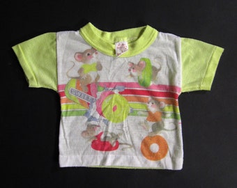 Vintage Dr Denton's Pajama Shirt 1984 Mice and Candy Print - Size 2
