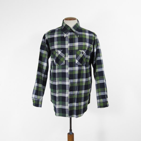 Vintage NOS 5 Brother Flannel Shirt Green Cotton Workwear - Size XL