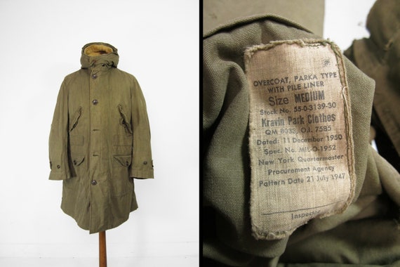 Vintage M1937 US Army Parka Type Overcoat Pile Lin