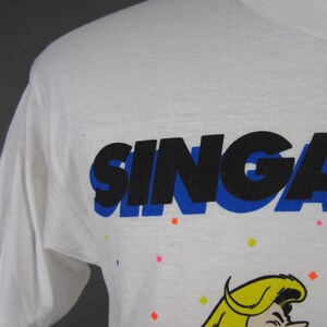 Vintage 80s Karaoke T-shirt Singalodeon NOS White Tee Made in USA Size Large image 3