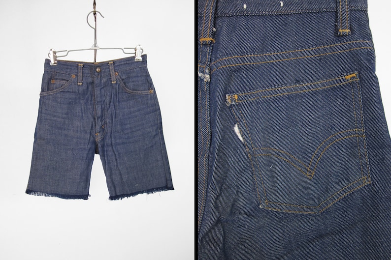 Vintage Levi's Shorts 70s Denim Cutoff Blue Jean Shorts Youth Size Medium image 1