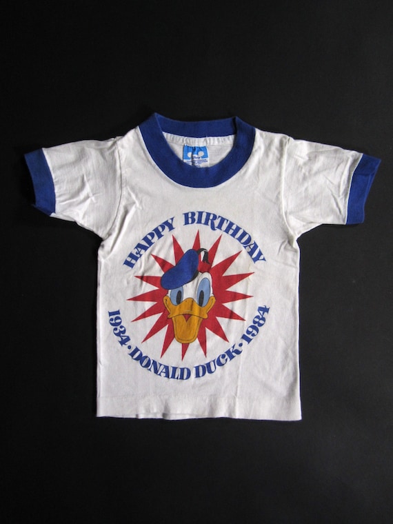 Vintage Donald Duck T-shirt Kids 1984 Birthday Rin