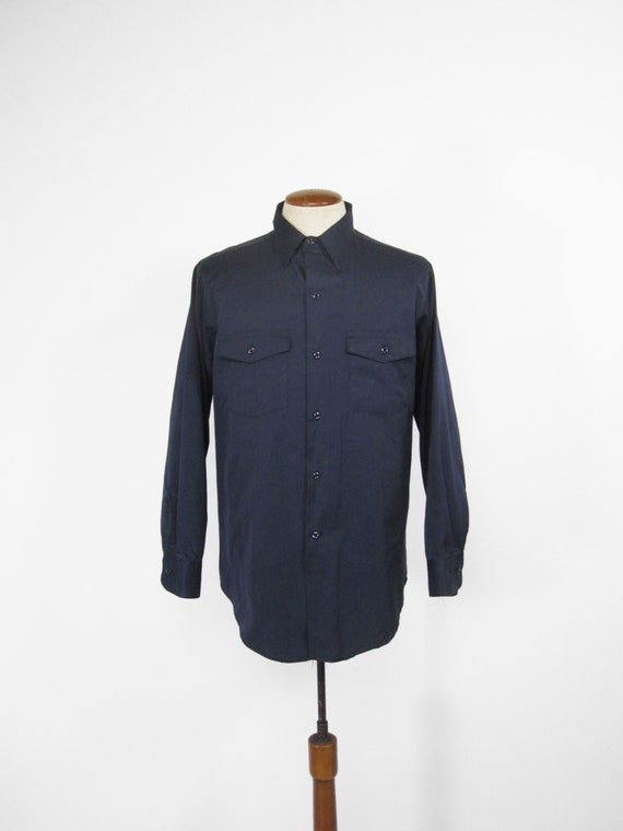Vintage Lee Work Shirt Blue Twill Workwear Made i… - image 2