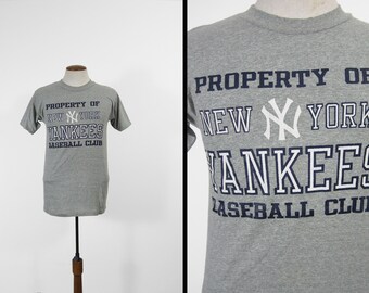 Vintage Yankees Baseball Club T-shirt Property Heather Gray Made in USA - Medium