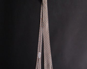 Vintage 60s Skinny Silk Tie Polka Dot Silver Necktie