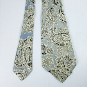 Vintage KING SIZE Cravat By Spur Necktie Wide Blue Green Paisley Print