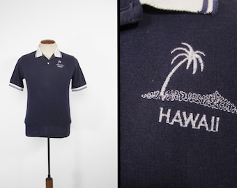 Vintage Hawaii Polo Shirt 70s Monogram T-shirt - Small / Medium