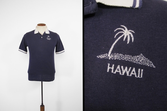 Vintage Hawaii Polo Shirt 70s Monogram T-shirt - … - image 1