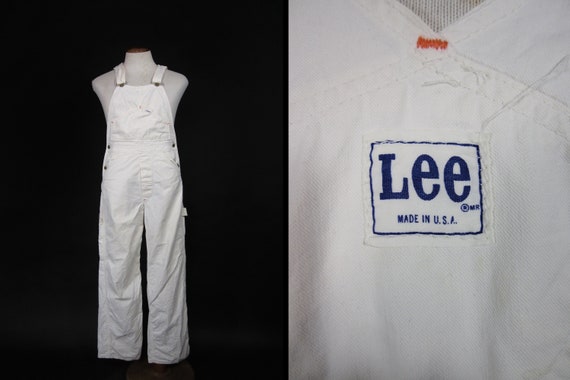 Vintage Lee White Overalls Painter's Bibs Workwear