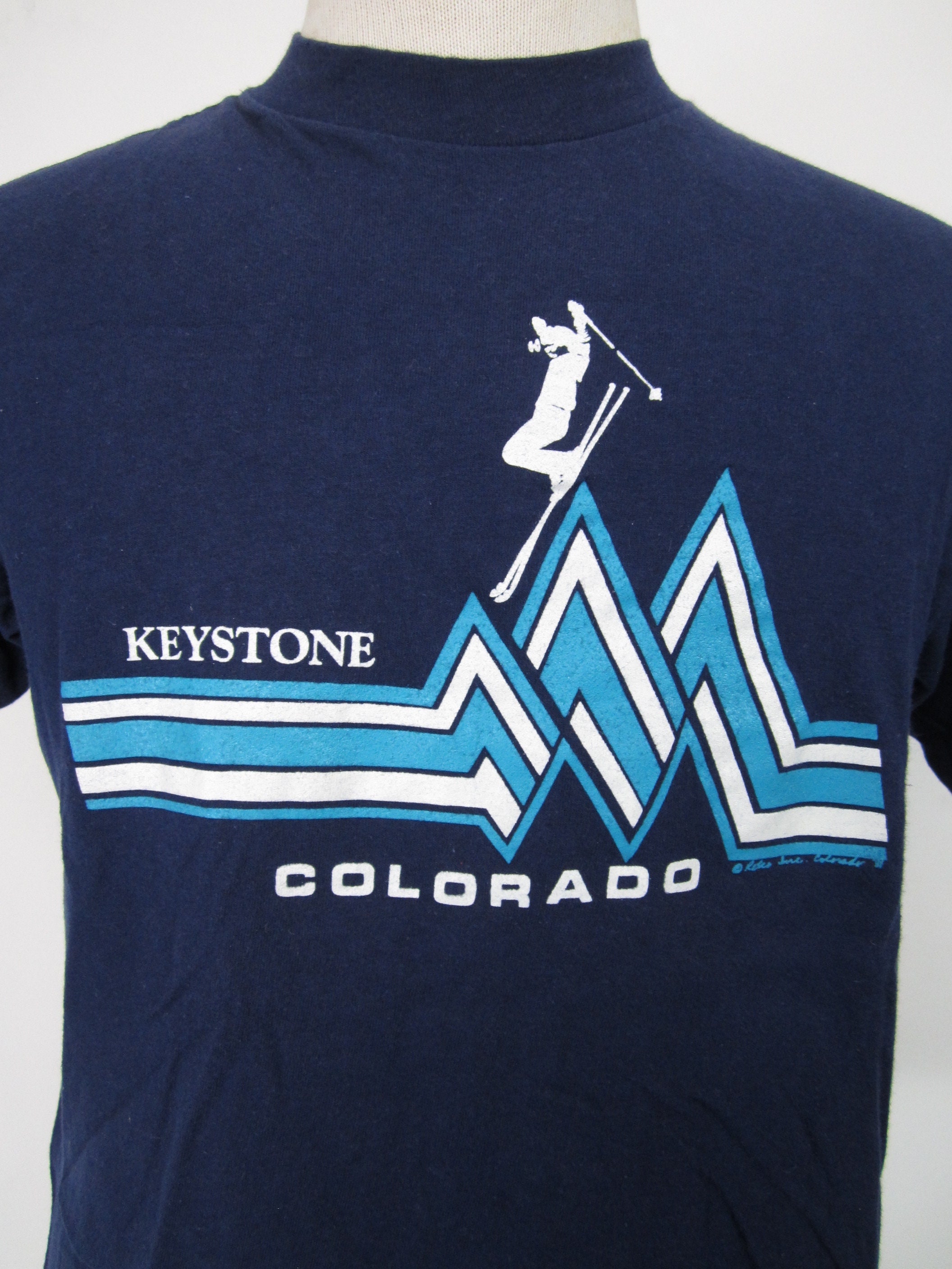 Vintage Keystone Colorado T-shirt Retro Navy Blue Skiing Tee | Etsy