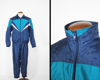 Vintage Blauer Trainingsanzug 90er Jahre Jogger Windbreaker zweiteilig - S/M