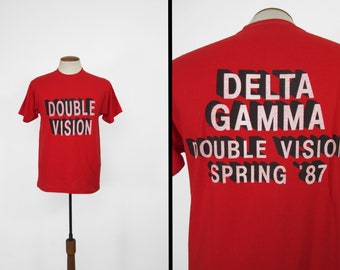 Vintage Delta Gamma T-shirt Double Vision Spring 1987 College Tee - Large