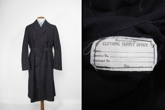 Vintage WW2 Raincoat US Navy Trench Coat Midnight