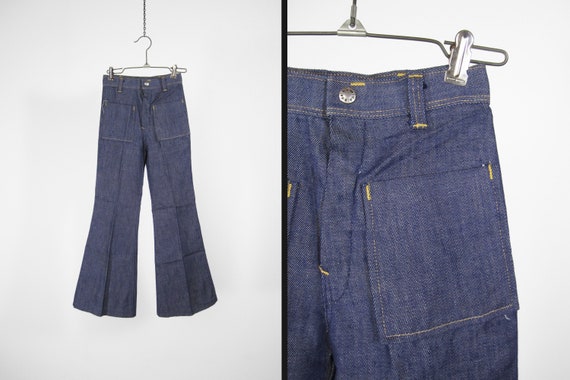 Buy Vintage 70s Bell Bottom Jeans Girls Slim Fit Denim Size 12