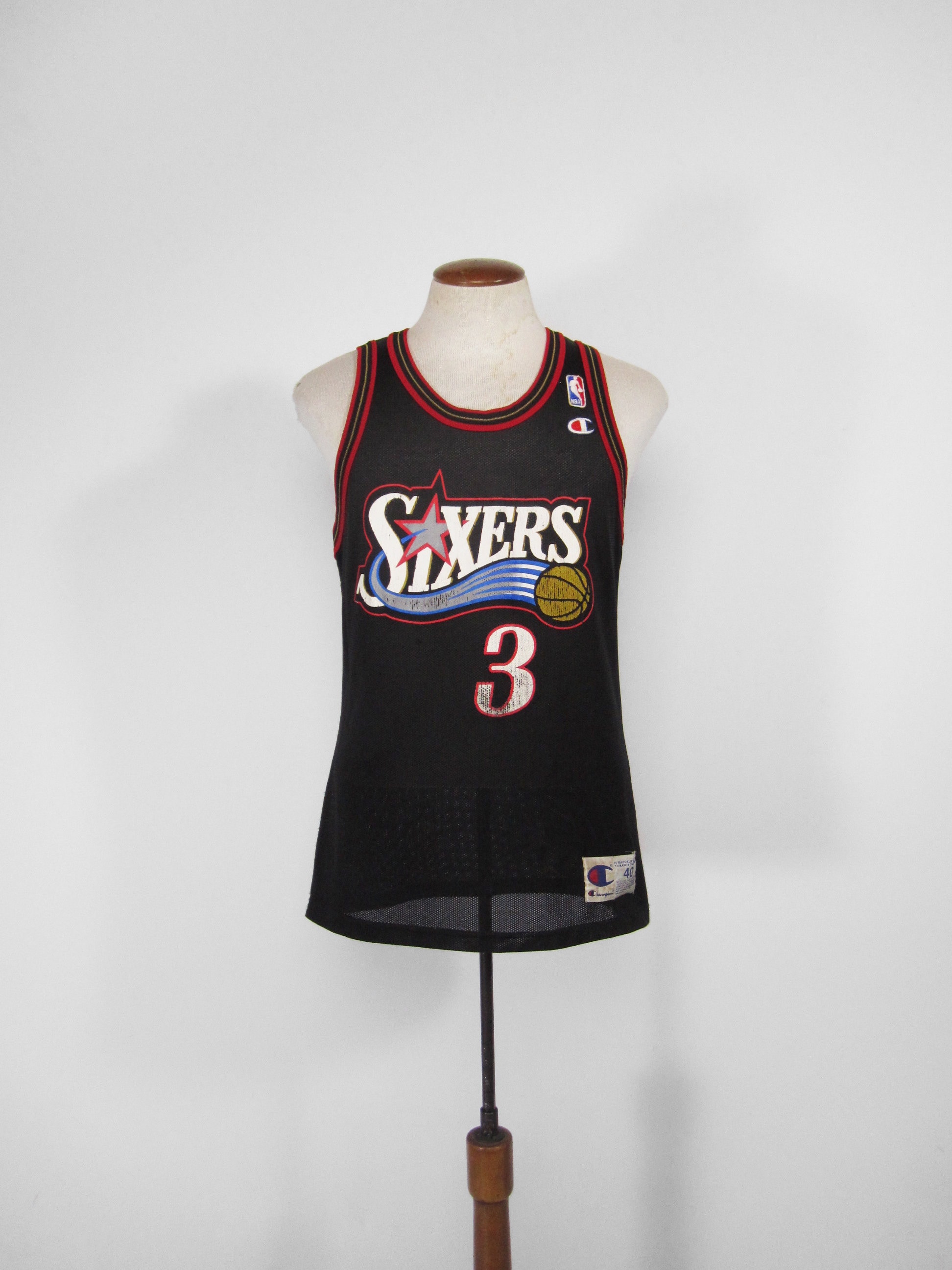 Vintage Champion Allen Iverson Jersey Philadelphia Sixers 76ers Size 44 L  Black