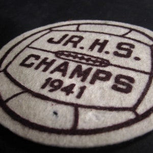Parche de fieltro de lana del campeonato de fútbol de la escuela secundaria de 1941