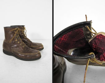 Vintage Wolverine Work Boots Flannel Lined - Men's Size 8 1/2