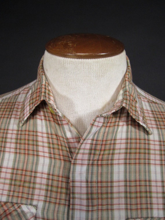 Vintage Levi's Fly Fishing Shirt 70s Green Orange… - image 6