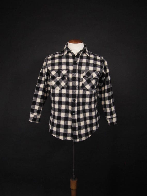 Vintage LL Bean Old Friends Wool Shirt Black and White - XS / Small