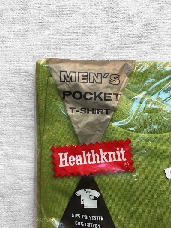 Healthknit　MADE IN USA Pocket T-shirts Vintage 60s Pocket T-shirt Healthknit Green NOS Undershirt