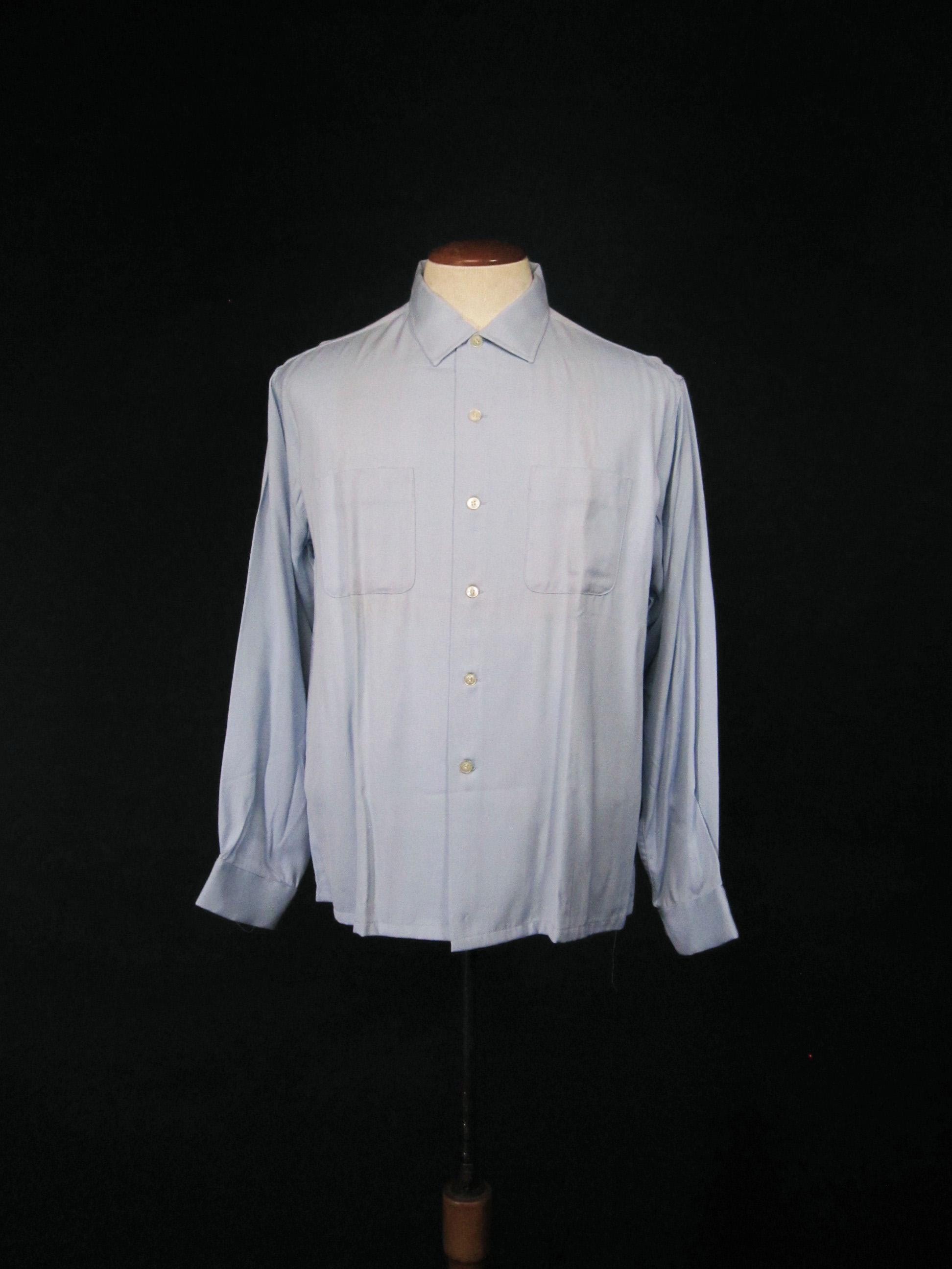 Vintage 50s Fruit of the Loom Shirt NOS Gabardine Sky Blue