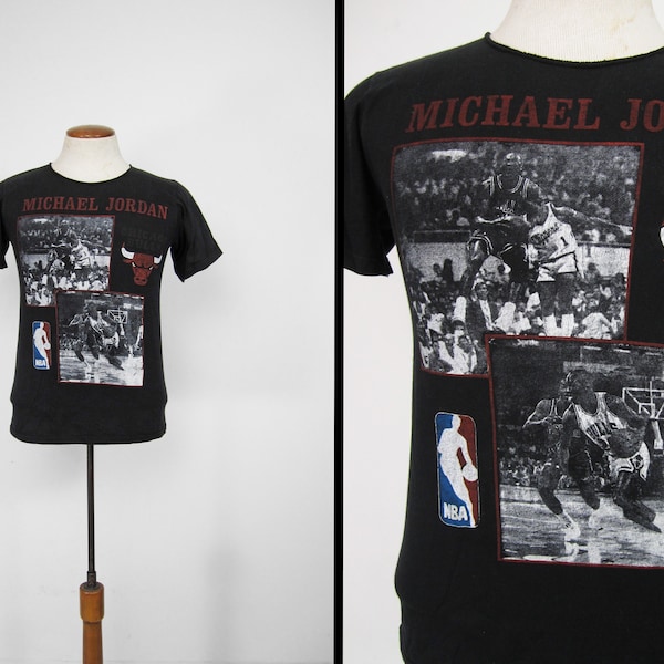 Vintage Michael Jordan T-Shirt 90er JAHRE NBA Bulls Made in USA - Größe Klein