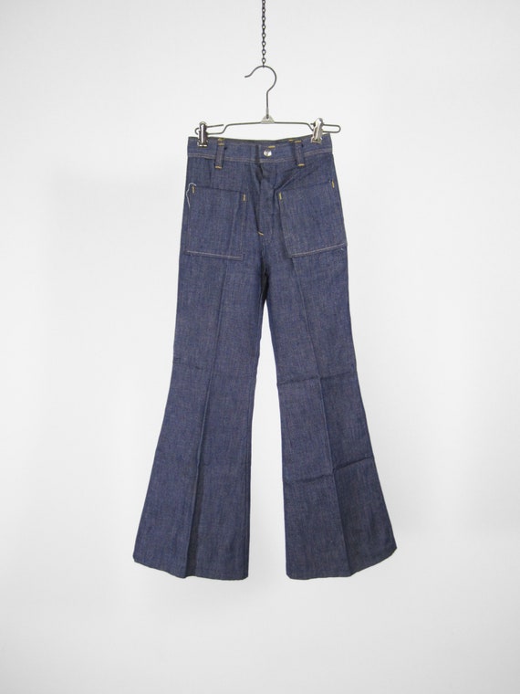 Vintage 70s Bell Bottom Jeans Girls Slim Fit Denim Size 12 Etsy UK