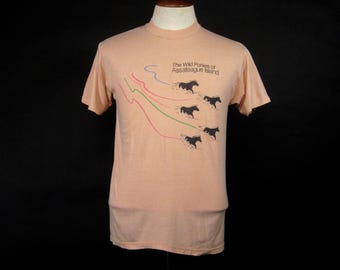 Vintage Assateague Wild Horses T-shirt Size Medium