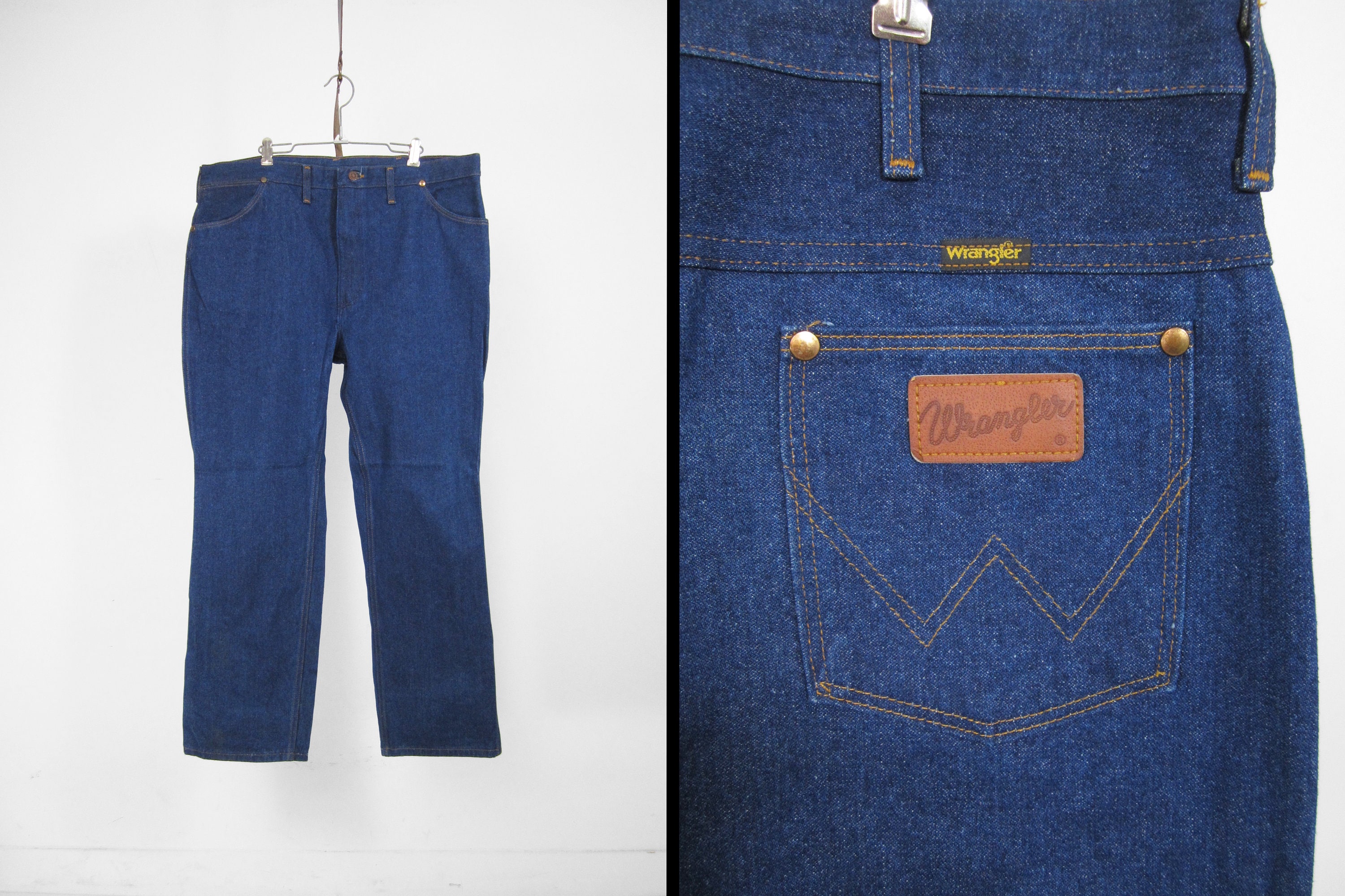 Vintage Wrangler Jeans Dark Wash Denim Made in USA 39 X 30 - Etsy Finland