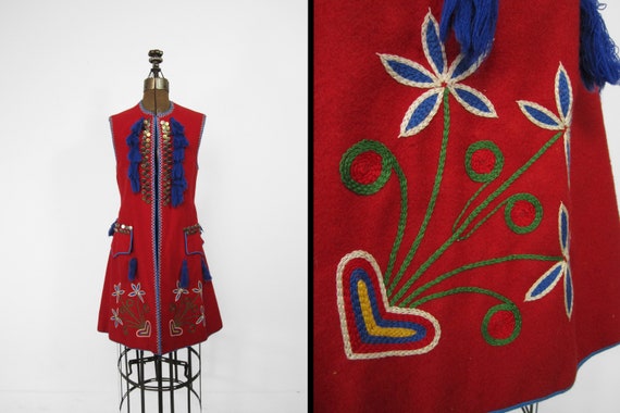 Vintage Polish Folk Dress Costume Traditional Embr