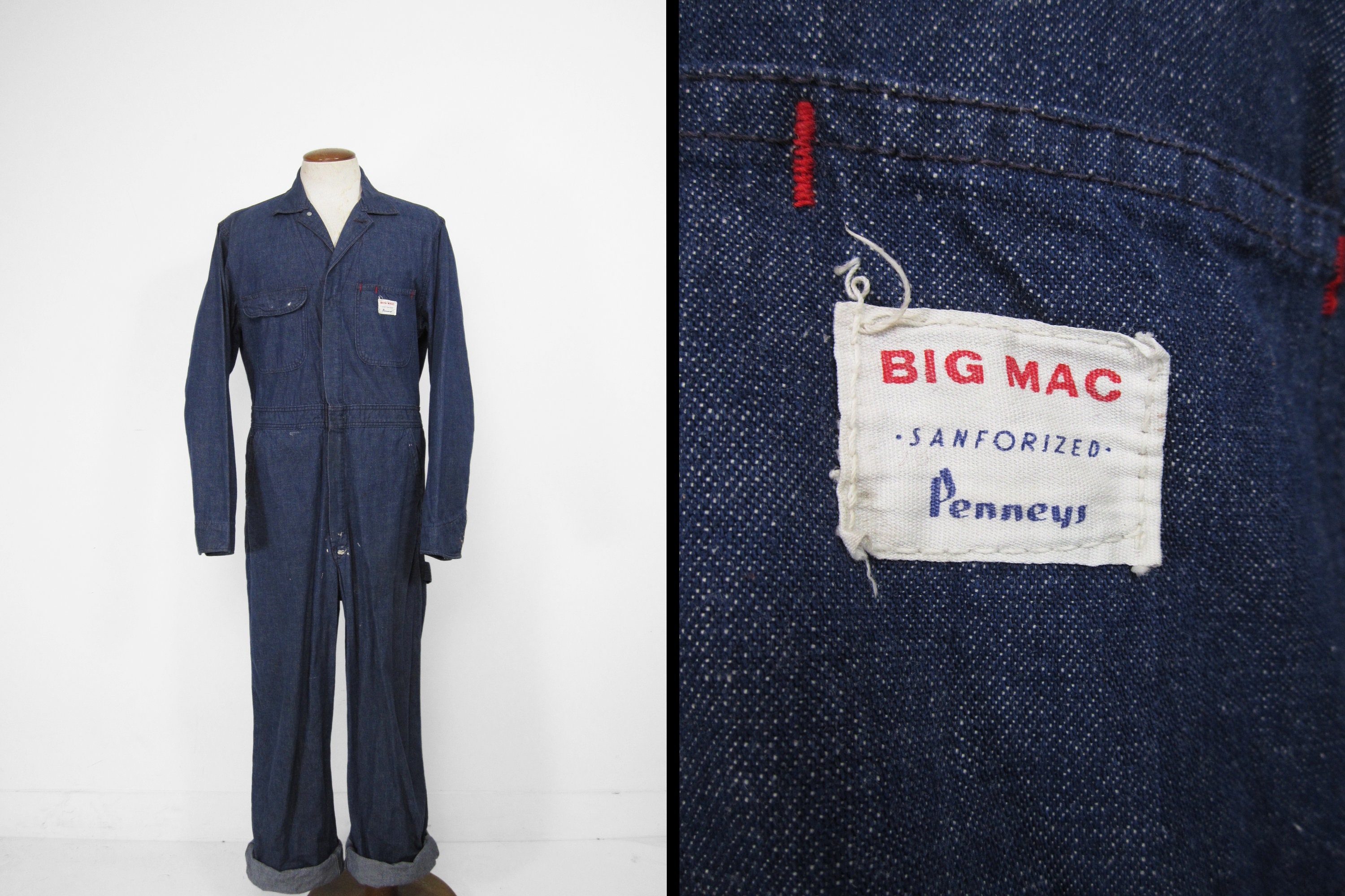 Vintage Penneys Big Mac Denim Coveralls Blue Indigo Boiler - Etsy