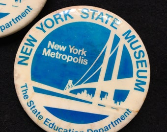 Vintage NY State Museum Button Lapel Pin State Education Dept New York 1970s