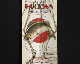 Vintage Rockson Snelled Fish Hooks Utica NY Horrocks Ibbotson Co New Old Stock