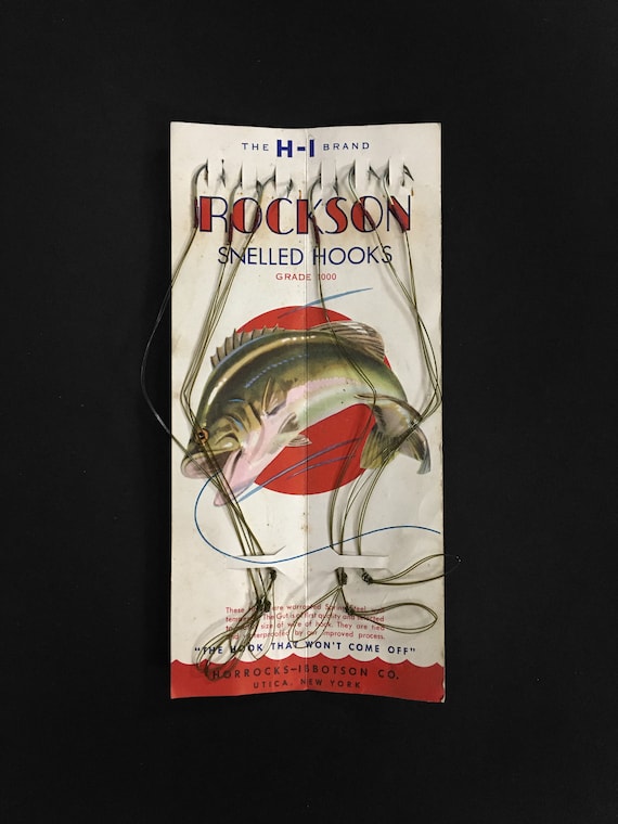 Vintage Rockson Snelled Fish Hooks Utica NY Horrocks Ibbotson Co
