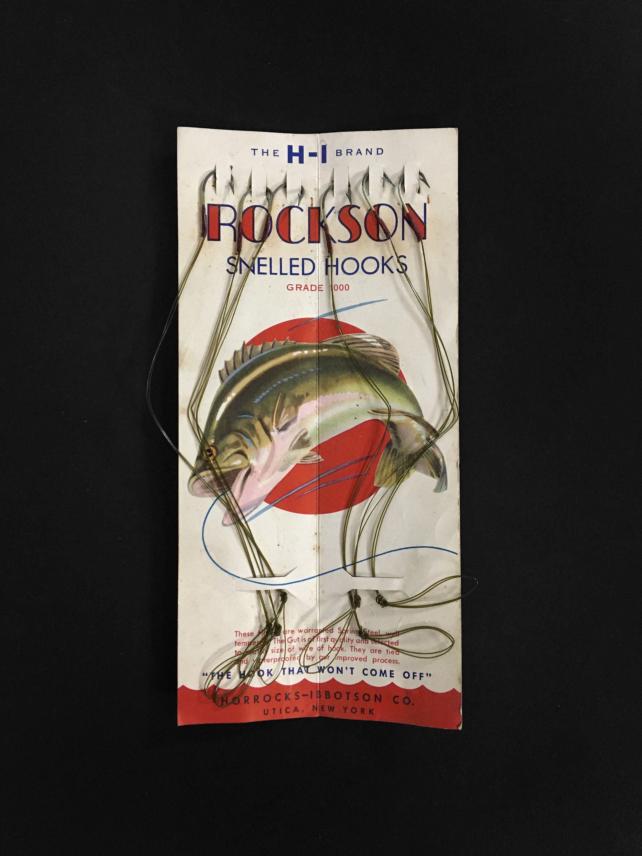 Vintage Rockson Snelled Fish Hooks Utica NY Horrocks Ibbotson Co New Old  Stock 