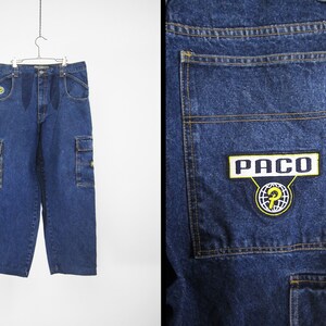 Vintage PACO Wide Leg Jeans 90s Y2K Denim Cargo - Size 34 X