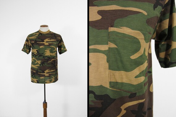 Vintage Camo Pocket T-shirt NOS Army 