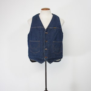 Vintage Wrangler Jeansväst med sherpafodring och sliten arbetsväst - Storlek Large