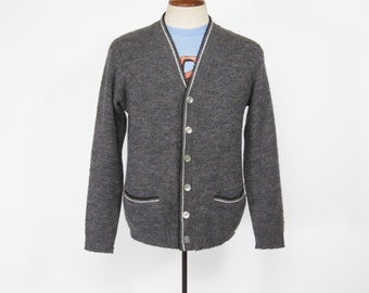 Vintage Kandahar Shag Cardigan 60s Gray Sweater - Medium
