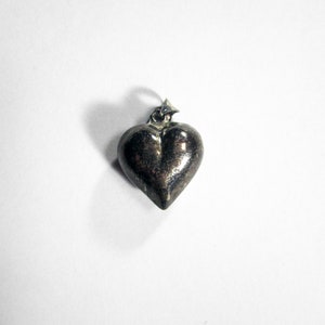 Vintage Silver Heart Pendant Sterling Puffy Pendant Heavy Patina