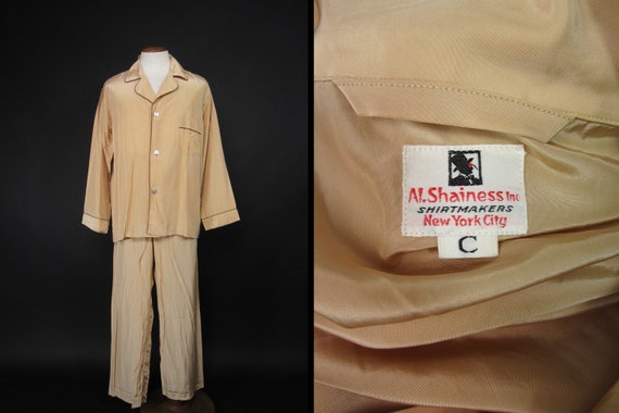 Vintage 40s Silk Pajamas Al Shainess NYC Two Piece